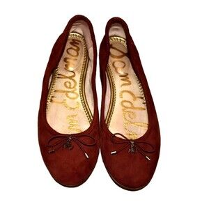 Sam Edelman Felicia Ballet Flats Red Leather Bow Women US 6.5M EUR 36.5